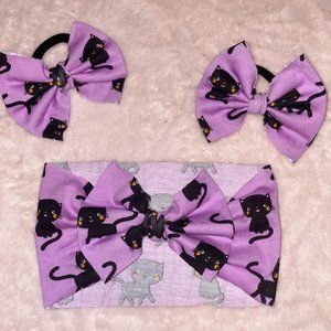 Cat Headband Pigtail Bow Set